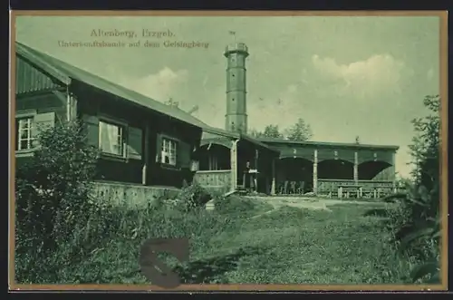 AK Altenberg /Erzgeb., Unterkunftshaus auf dem Geisingberg, Aussichtsturm