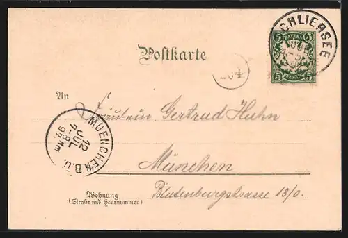 Lithographie Schliersee, Wendelstein, Birkenstein und Ortspanorama