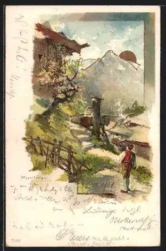 Künstler-AK Theodor Guggenberger: Partie im Dorf