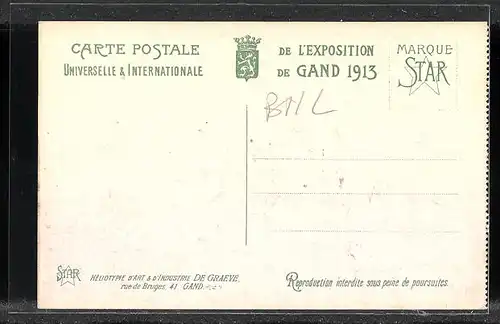 AK Gand, Expsoition Universelle et Internationale 1913, la Cour d`Honneur, la Section Francais