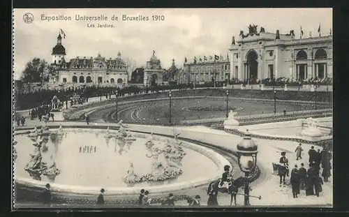 AK Bruxelles, Exposition Universelle 1910, Les JArdins