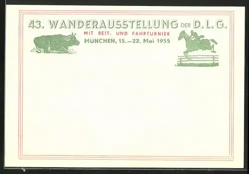 AK München, 43. Wanderausstellung der D.L.G. 1955 mit Reit- und Fahrturnier
