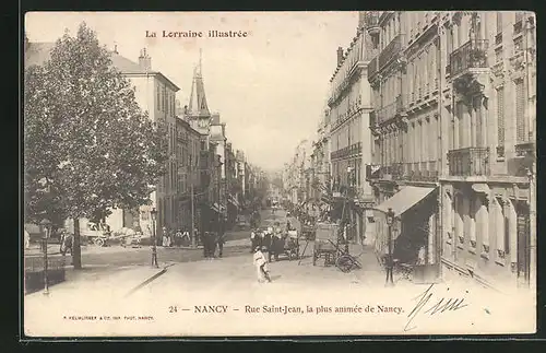 AK Nancy, Rue Saint-Jean, Strassenpartie