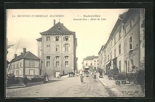 AK Badonviller, Grande-Rue, Hôtel de Ville