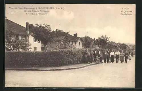 AK Mancieulles, Grube Saint-Pierremont, Strassenpartie in den Kolonien