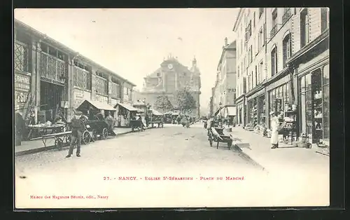 AK Nancy, Eglise S`Sebastien, Place du Marché