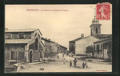 AK Bernecourt, la Place de la Fontaine et l'Eglise