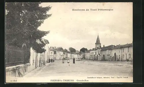 AK Pierre-la-Treiche, Grande-Rue, Strassenpartie im Ortskern