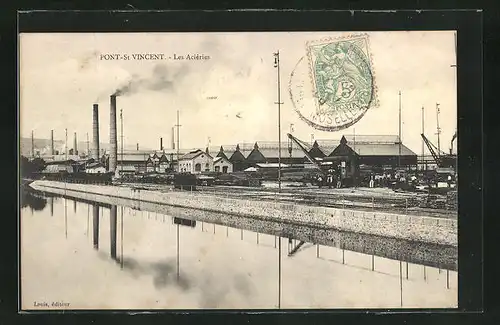 AK Pont-Saint-Vincent, Les Aciéries, Blick auf die Fabriken