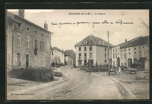 AK Pexonne, Le Centre, Strassenpartie im Ortskern