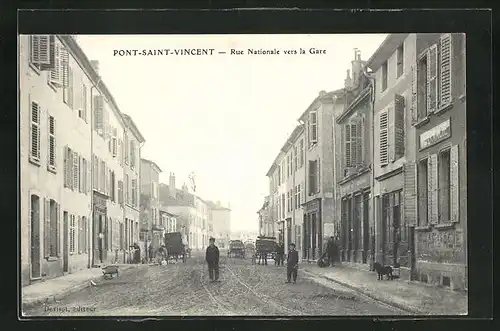 AK Pont-Saint-Vincent, Rue Nationale vers la Gare