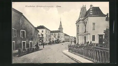 AK Cirey, Strassenpartie mit Blick zur Kirche, westlicher Kriegsschauplatz