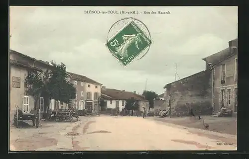 AK Blénod-les-Toul, Rue des Hazards, Strassenpartie