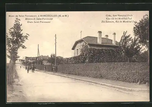 AK Mancieulles, Grube Saint Pierremont, Die Kolonien, Rue du Maréchal-Foch
