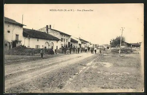 AK Ménil-Flin, Rue d`Azerailles, Strassenpartie