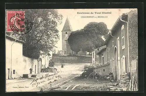 AK Chaudeney-sur-Moselle, Blick zur Kirche