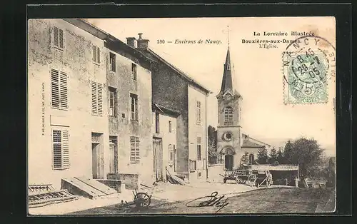 AK Bouxieres-aux-Dames, Häuserpartie an der Kirche