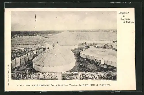 AK Circus Barnum & Bailey, Vue a vol d'oiseau de la Cite des Tentes