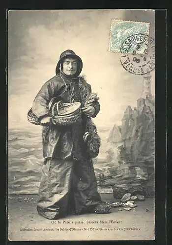 AK Fischer mit Körben und Netzen