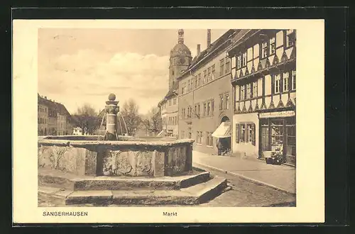 AK Sangerhausen, Markt mit Brunnen