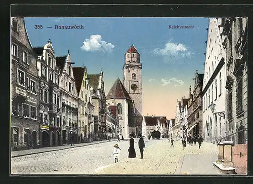 AK Donauwörth, Reichsstrasse mit Blick zur Kirche
