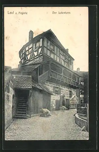 AK Lauf / Pegnitz, Strassenpartie am Judenturm