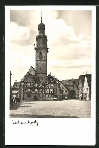 AK Lauf / Pegnitz, Marktplatz im Sonnenschein