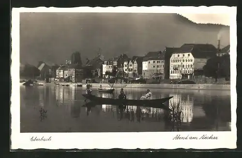AK Eberbach / Neckar, Abendstimmung am Fluss