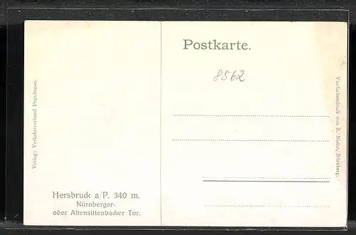 Künstler-AK Hersbruck a. P., Nürnberger- oder Altensittenbacher Tor