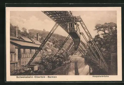 AK Elberfeld-Barmen, Schwebebahn an der Haspelerbrücke