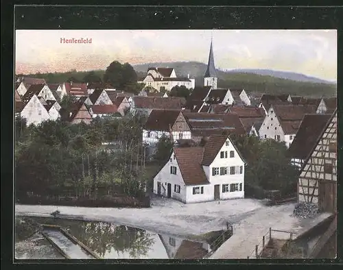 AK Henfenfeld, Panoramablick auf den Ort