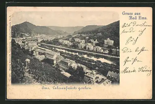 AK Bad Ems, Panoramablick Lahnaufwärts