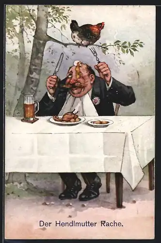 Künstler-AK Toilettenhumor, Der Hendelmutter Rache
