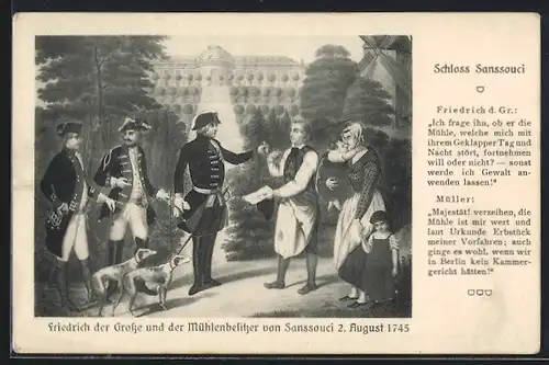 AK Friedrich II. der Grosse und der Mühlenbesitzer von Sanssouci