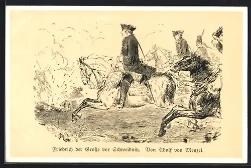 AK Friedrich der Grosse vor Schweidnitz, von Adolf von Menzel