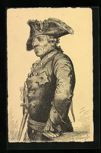 AK Portrait des stattlichen König Friedrich II. in Uniform