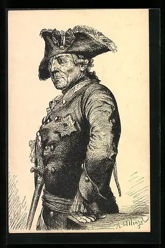 AK Portrait des stattlichen König Friedrich II. in Uniform
