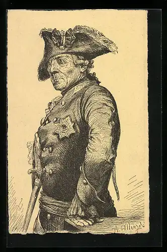 AK Portrait des stattlichen König Friedrich II. in Uniform