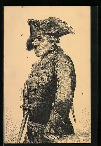AK Portrait des stattlichen König Friedrich II. in Uniform