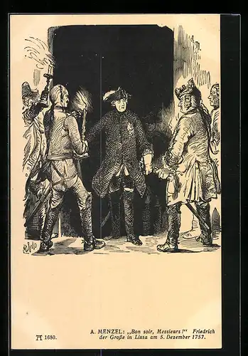 AK König Friedrich II. (der Grosse) in Lissa am 5. Dezember 1757, von A. Menzel