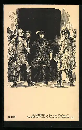 AK König Friedrich II. (der Grosse) in Lissa am 5. Dezember 1757, von A. Menzel