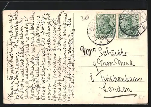 AK Kaiserswerth a. Rhein, Rheindampfer und Blick auf die Kirchtürme