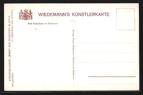 Künstler-AK Bad Schachen am Bodensee, Segelboote auf dem Wasser