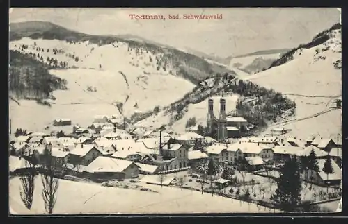 AK Todtnau /bad. Schwarzwald, Ortsansicht im Schnee