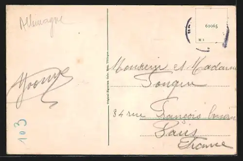 AK Neuenburg a. Rhein, Behelfsbrücke mit Booten über den Rhein