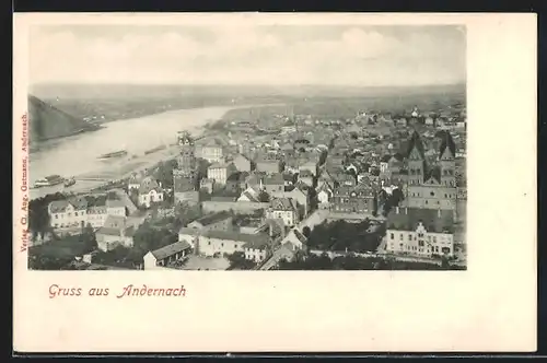 AK Andernach, Ortsansicht mit Fluss