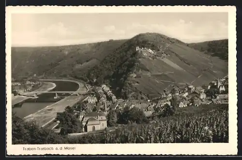 AK Traben-Trarbach /Mosel, Gesamtansicht mit Brücke aus der Vogelschau