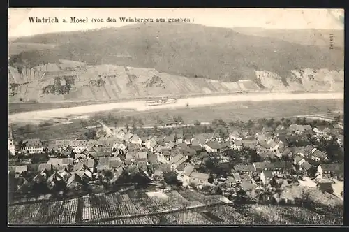 AK Wintrich /Mosel, Ortsansicht von den Weinbergen aus