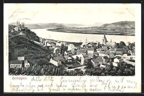 AK Remagen, Ortsansicht mit Flussblick