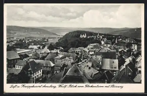 AK Arnsberg (Westf.), Blick vom Glockenturm mit Steinweg